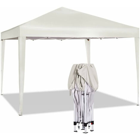 WOLTU Faltpavillon Sonnenschutz Event Pavillon Gartenpavillon auf Terrasse Camping Festival Pagodenzelt aus Oxford Metallrahmen 3 x 3 m Beige