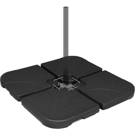 WOLTU Pied de Parasol 4 Pièces, Poids pour Parasol Croix de Sol, 60 L/80 kg, à Remplir d'eau ou de Sable, en Plastique, Carré, Noir