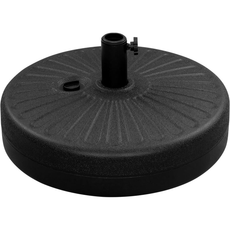 WOLTU Pied de Parasol Rond 22 L, Base de Lestage à Remplir d'eau ou de Sable, Douilles d'Adaptation Incluses, en HDPE, Noir
