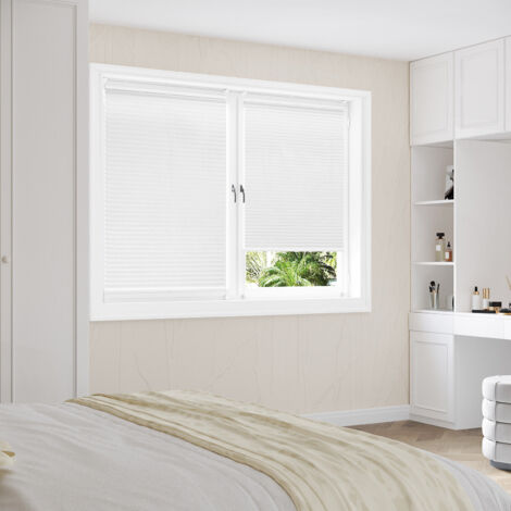 WOLTU Plissee Klemmfix ohne Bohren, Plisseerollo Faltrollo Jalousie mit Klemmträger Lichtdurchlässig, Blickdicht Jalousie Sichtschutz Sonnenschutz Easyfix Rollo für Fenster & Tür, 100x150cm, Weiß