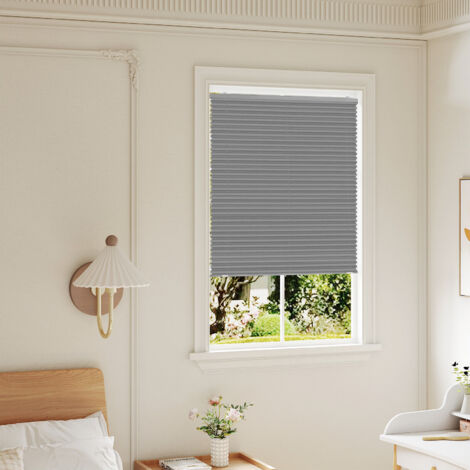 WOLTU Plissee Klemmfix ohne Bohren Plisseerollo Montage Mit Vakuum-Saugnäpfen Fensterrollo Faltrollo innen lichtdurchlässig Sonnenschutz für gängige Fenster Dachfenster Balkontüren 90x130 cm, Grau