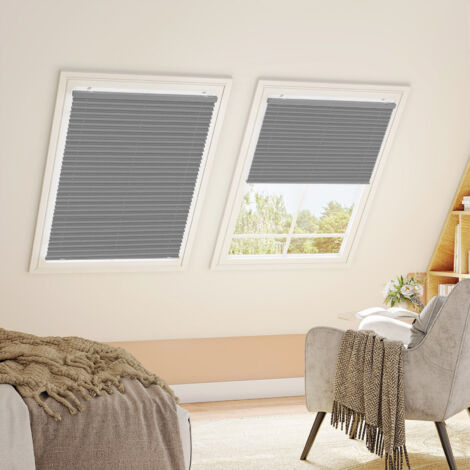 WOLTU Plissee Klemmfix ohne Bohren Plisseerollo Montage Mit Vakuum-Saugn채pfen Fensterrollo Faltrollo innen lichtdurchl채ssig Sonnenschutz f체r g채ngige Fenster Dachfenster Balkont체ren 50x130 cm, Grau