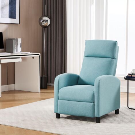 WOLTU Poltrona Relax Reclinabile Regolabile Divano Monoposto con Poggiapiedi da Soggiorno Camera da Letto Blu
