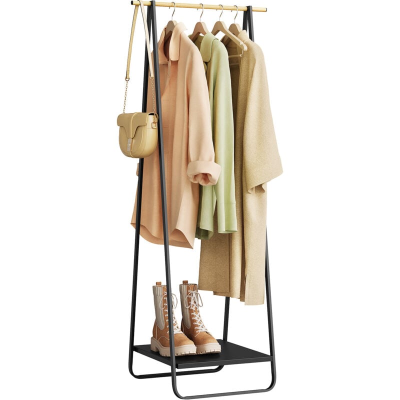 Porte-manteau en métal, Porte- vêtements avec étagère pour Chaussures, 54x40x141cm, Noir - Woltu