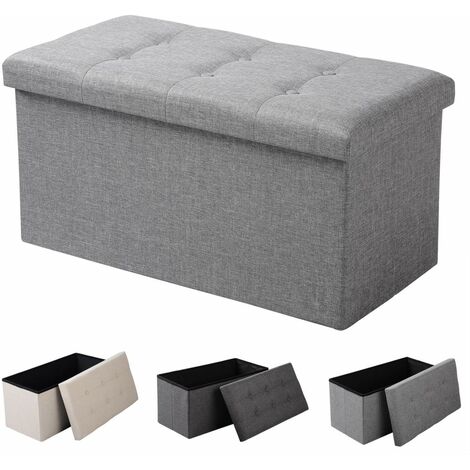 WOLTU Pouf Contenitore Panche Sgabello Pieghevole Poltrona Poggiapiedi Cassapanca Grigio Chiaro