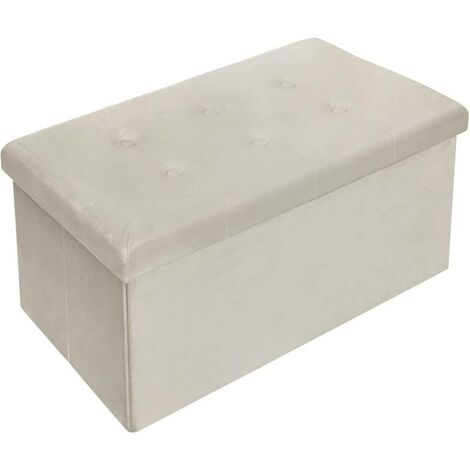 WOLTU Pouf Contenitore Pieghevole Cassapanca Scarpiera ingresso Poggiapiedi 76cm Crema