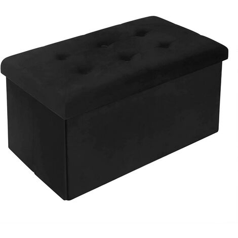WOLTU Pouf Contenitore Pieghevole Cassapanca Scarpiera ingresso Poggiapiedi 76cm Nero