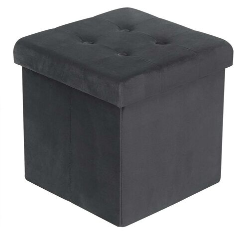 WOLTU Pouf Contenitore Poggiapiedi Sedia a Cubo Cassapanca Sgabello Pieghevole Grigio