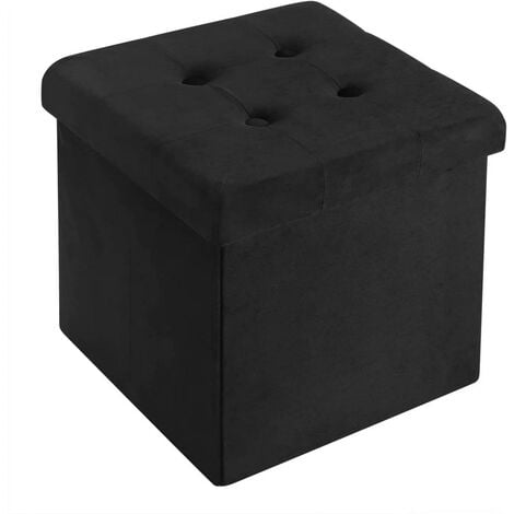 WOLTU Pouf Contenitore Poggiapiedi Sedia a Cubo Cassapanca Sgabello Pieghevole Nero