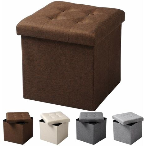 WOLTU Pouf Contenitore Sgabello Pieghevole Poggiapiedi Sedia a Cubo Cassapanca Marrone