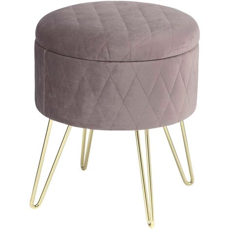 WOLTU Pouf Poggiapiedi Rimovibile Sgabello Stoccaggio Contenitore Velluto Rosa