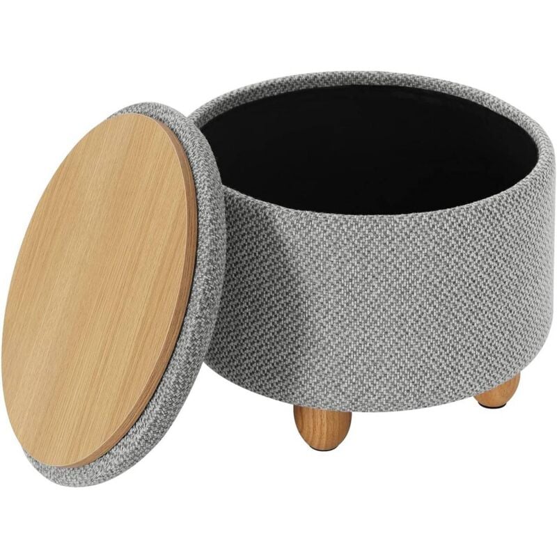 WOLTU POUF POUFF PUFF CONTENITORE BAULE SGABELLO IN TESSUTO Grigio chiaro 39x33 cm