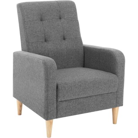 WOLTU Precioso sillón relax de lino, gris oscuro