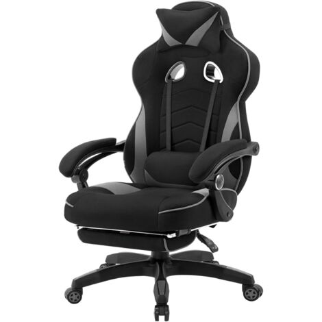 WOLTU Racing Sillas de Escritorio Tela Gaming Silla de OficinaErgonómica Silla de Ordenador Taburete Giratoria de Oficina con Ruedas Silla de Escritoroio Gris
