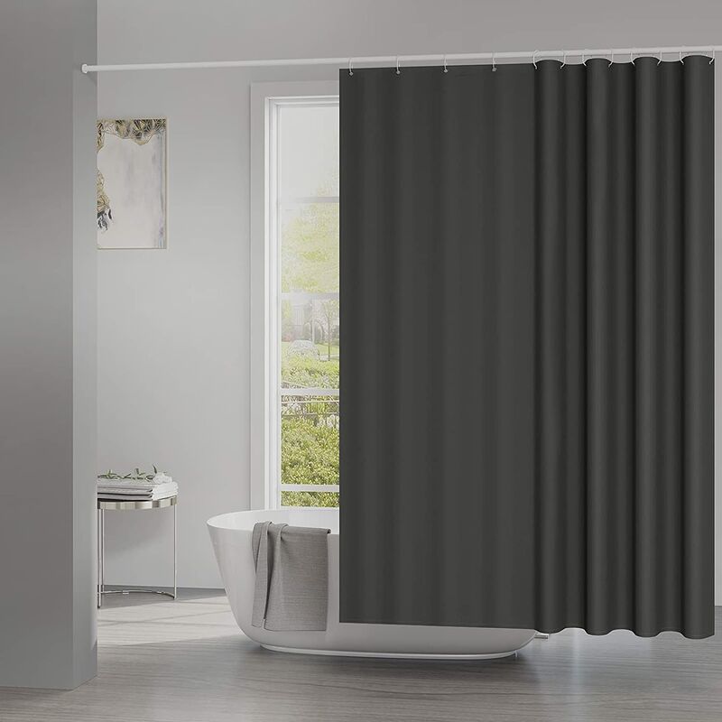 Woltu - Rideau de Douche Anti-moisissure, Rideau de Baignoire 100% Polyester avec Œillets, Ourlet Alourdi, 120x180cm Gris foncé