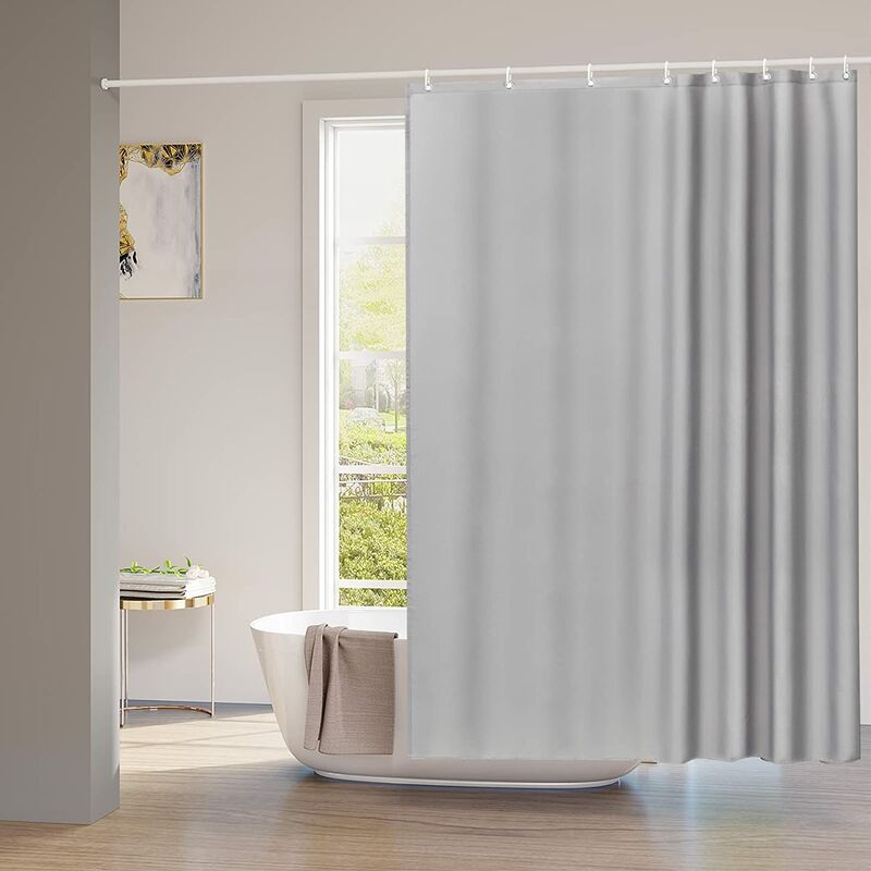Rideau de Douche Anti-moisissure, Rideau de Baignoire 100% Polyester avec Œillets, Ourlet Alourdi, 240x200cm Gris - Woltu
