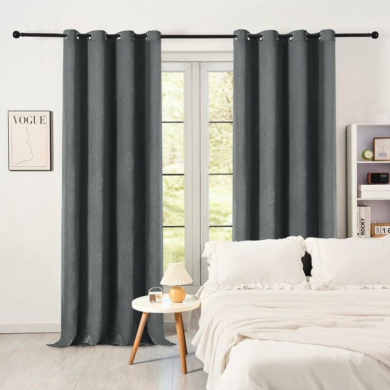 Woltu - Rideau de Fenêtre Occultant, 135 x 260 cm, Effet Velours, Rideau Opaque avec Œillets, Tenture Isolante et Thermique pour Salon, Chambre,