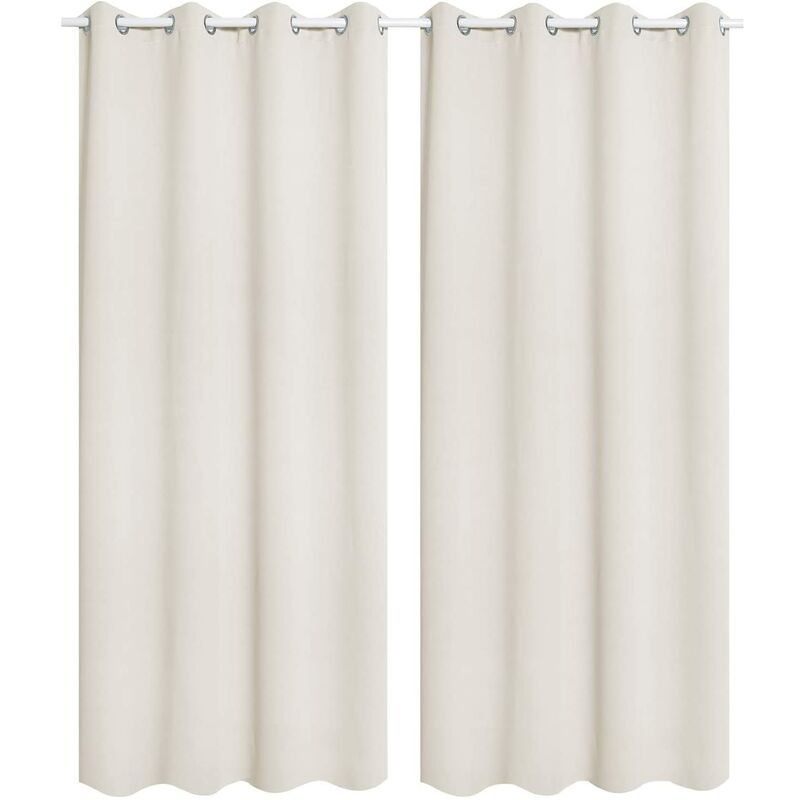 WOLTU Rideaux 2 pièces occultants Opaque, Déco fenêtre Isolant, 135x175cm Crème VH5867cm-2