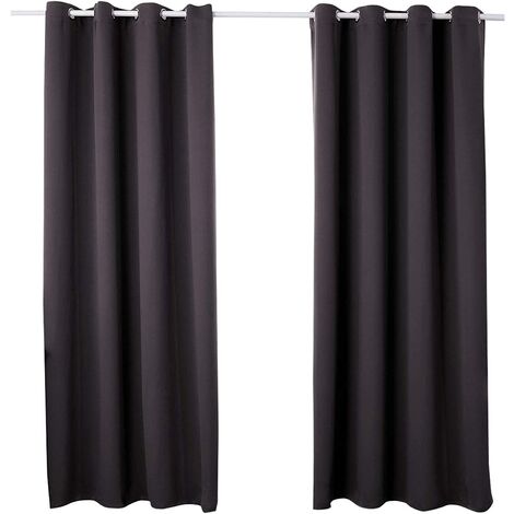 Woltu – Rideaux occultants à œillets 135x245cm – Isolation thermique 90% – Polyester épais 250g/m² – Lot de 2 – VH5877AN2
