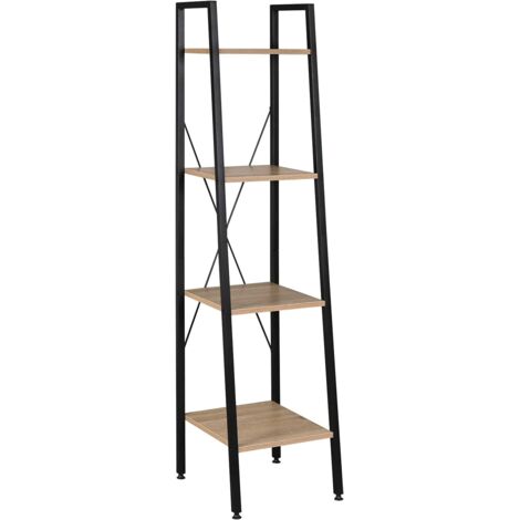 WOLTU Scaffale Angolo 4 Ripiani per Studio Ufficio Mensole in Legno Porta Piante Legno+Nero