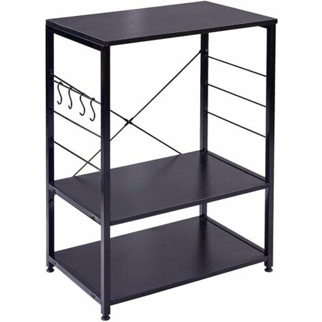 WOLTU Scaffale per Cucina in Acciaio Legno Carrello per Microonde  Scaffalature