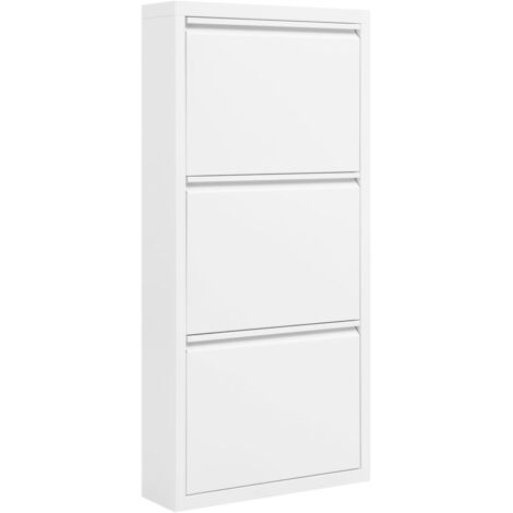 WOLTU Scarpiera 3 Ante Ripiani in Metallo 50x15x106cm Bianco