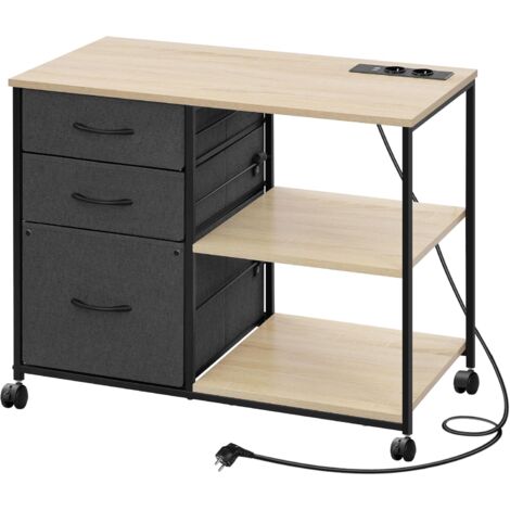 Mobiletto Con Rotelle HOMCOM Per Stampante E Documenti - Stile Nordico, Marrone Vintage, Multiuso Casa/Ufficio - Foto 7