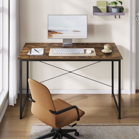 WOLTU Schreibtisch, Computertisch Bürotisch mit Metallgestell, Arbeitstisch PC Schreibtisch, für Büro Homeoffice Arbeitszimmer Schlafzimmer, aus Holzwerkstoff, 120x60 cm, Vintage Braun+schwarz