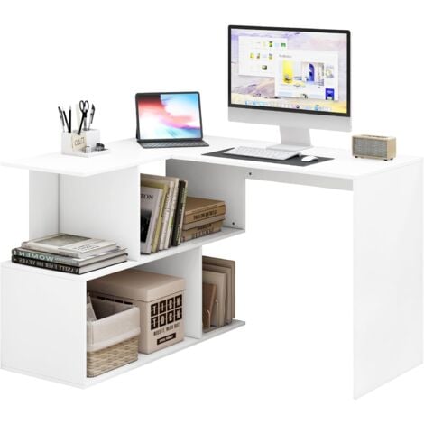 WOLTU Scrivania con 3 Cassetti per Ufficio Studio Tavolo da Lavoro Porta PC in Legno Bianco 120x60x75 cm