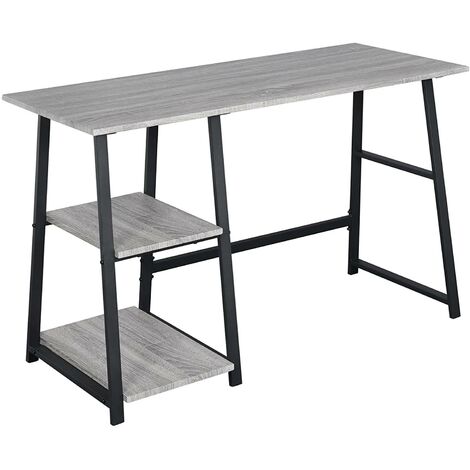 WOLTU Scrivania con Libreria Scrivania Angolare per Computer in Legno Acciaio Legno + Nero
