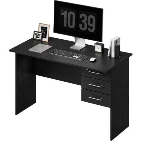 WOLTU Scrivania per Computer Scrivania con 3 Cassetti 120x60x75cm Ufficio Legno Nero