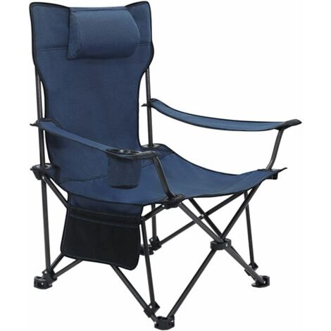 WOLTU Sedia da Campeggio Portatile Reclinabile. Sedia Pieghevole da Esterno con Poggiapiedi. Poggiatesta e Borsa da Trasporto. Sedia a Sdraio per Spiaggia. Pesca. Giardino. Blu