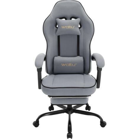 WOLTU Sedia Gaming con MassaggioSedia da Gaming con Poggiapiedi TelescopicoPoggiatesta e Supporto Lombare Sedia da Ufficio Carico 150 Kg, Nero+Bianco