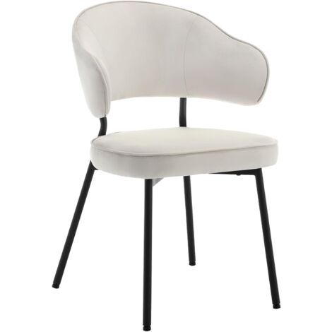 WOLTU Sedia per Sala da Pranzo. Sedia da Cucina con Schienale. Sedia Imbottita e Rivestita in Velluto con Gambe Metalliche. Sedia Moderna per Camera da Letto. Soggiorno. Crema