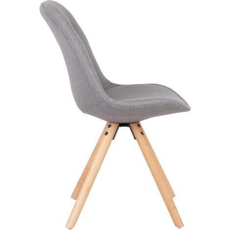 WOLTU Sedia per Sala da Pranzo Tessuto di Lino + Legno Senza Braccioli Grigio