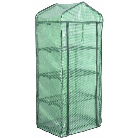 WOLTU Serra da giardino e terrazzo balcone metallo PVC per piante fiori 69x49x158 cm Verde