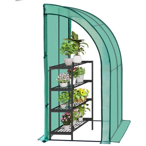 WOLTU Serra da Giardino. Serra per Orto con 2 Porte Avvolgibili. Copertura per Piante con Telo PE a Rete 140 g/m2 e Telaio Metallico. Serra a Parete da Esterno Verde. 200x100x210cm