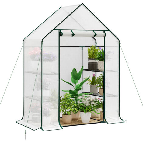Woltu – Serre à tomates en PE avec porte – Cadre en acier robuste – Dimensions 143x73x195cm – Accessoires de stabilisation inclus