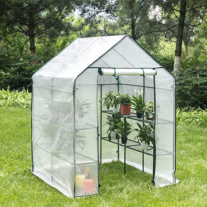 Serre de Jardin pe , Serre pour légumes avec Porte, 143x143x195cm, Blanc - Woltu