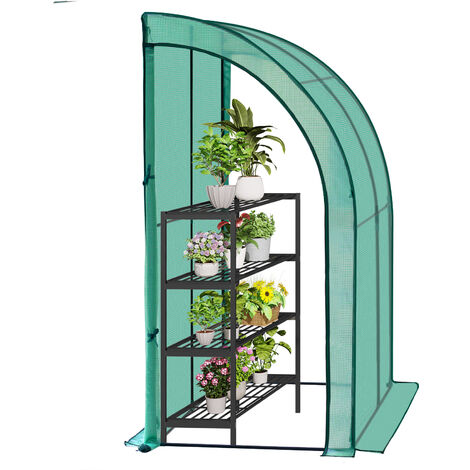 Woltu – Serre de jardin adossée 200x100x210cm – Bâche PE renforcée 140g/m² – Imperméable, anti-UV, indéchirable – Accès facile avec 2 portes enroulables