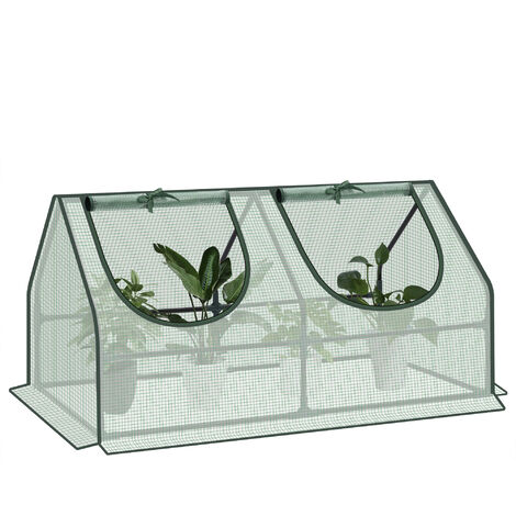 Woltu – Serre de jardin hivernage 120x60x60cm – Bâche renforcée en PE 140g/m² – Cadre en tube d'acier – 2 fenêtres enroulables vert