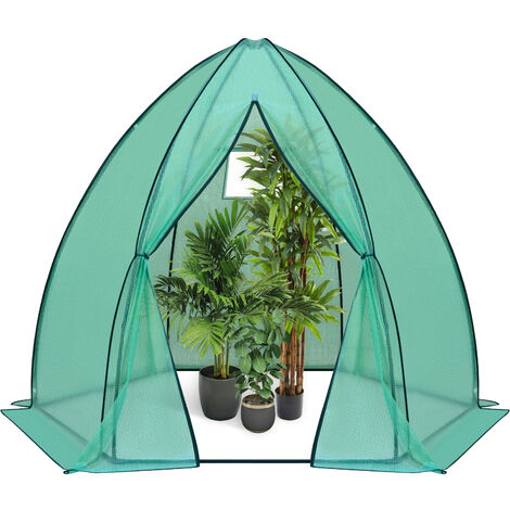 Woltu – Serre d'hivernage 240x240x200cm – Bâche en PE 140g/m² résistante aux UV – Cadre en acier avec porte zippée – Abri pour plantes sensibles