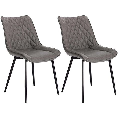 WOLTU Set 2 Sedie da Pranzo senza Braccioli in Legno e Ecopelle Vari Colori Grigio Scuro