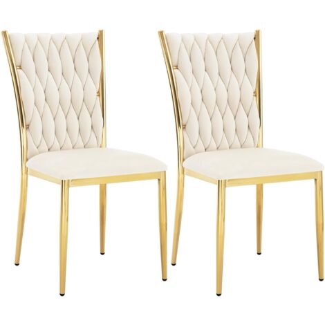 WOLTU Set 2 Sedie per Sala da Pranzo Design Moderne Velluto Beige