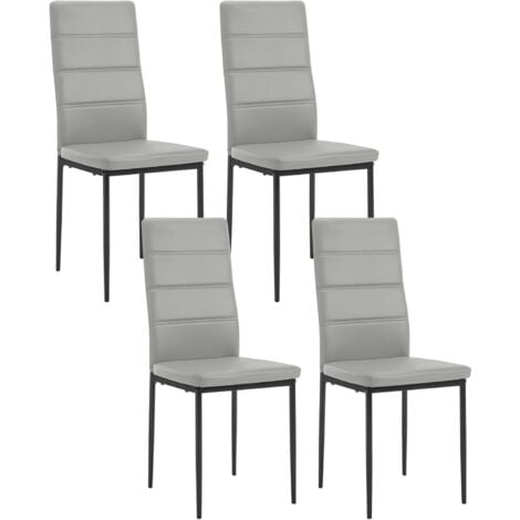 WOLTU Set 4 Sedie Moderne sala Pranzo Salotto Cucina Seduta in Similpelle e Metallo, Grigio