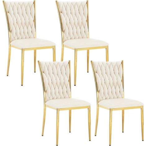 WOLTU Set 4 Sedie per Sala da Pranzo Design Moderne Velluto Beige