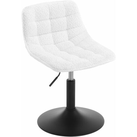 WOLTU Set di 1 Sgabelli da Bar in Ciniglia con Schienal, Sgabello Regolabile in Altezza, Bianco