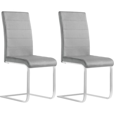 WOLTU Set di 2 Sedie per Sala da Pranzo. Sedie da Cucina Moderne con Schienale Alto. Sedie Cantilever Imbottite Ergonomiche per Soggiorno. Ufficio. in Velluto. Grigio Scuro