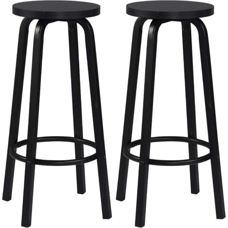 WOLTU Set di 2 sgabelli da bar-bistrot - Seduta in MDF - Struttura in metallo - Sgabello da cucina - 30 x 30 x 72 cm - Nero