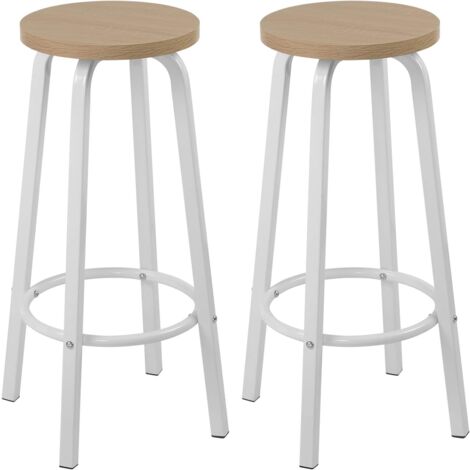WOLTU Set di 2 sgabelli da bar bistrot - Seduta in MDF - Struttura in metallo - Sgabello da cucina - 30 x 30 x 72 cm - Rovere chiaro